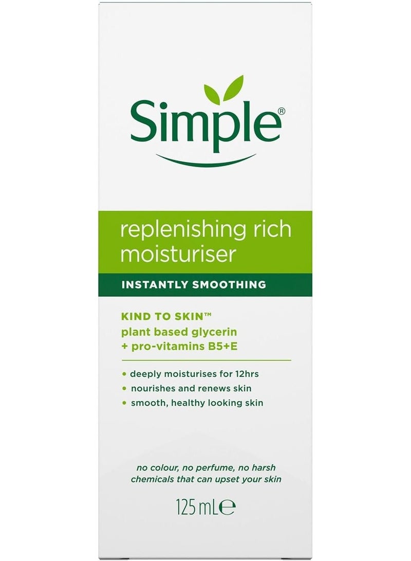 Simple Replenishing Rich Lotion Moisturiser with Pro-Vitamins B5 + E for Nourished, Healthier-Looking Skin 125 ml - Image 1